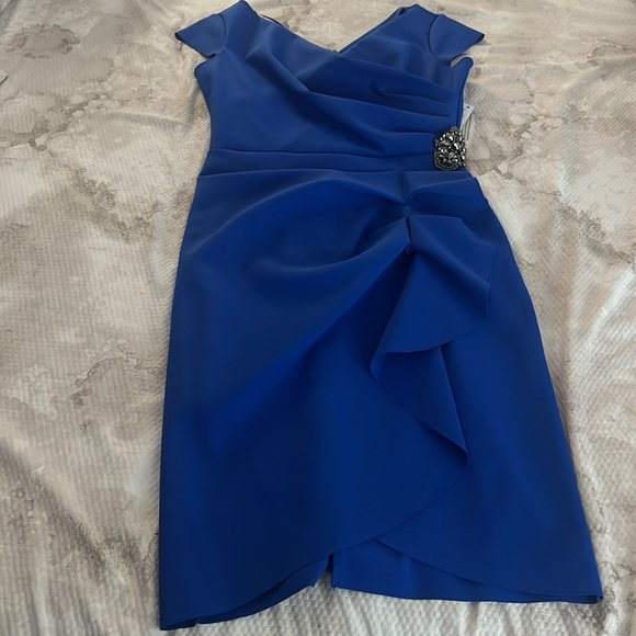 Alex Evenings Elegant Blue Sleeveless Dress Size 4 - Picture 4 of 6